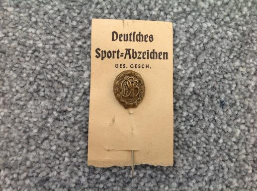 German ww2 Sports Badge Stickpin on Original Card Stock