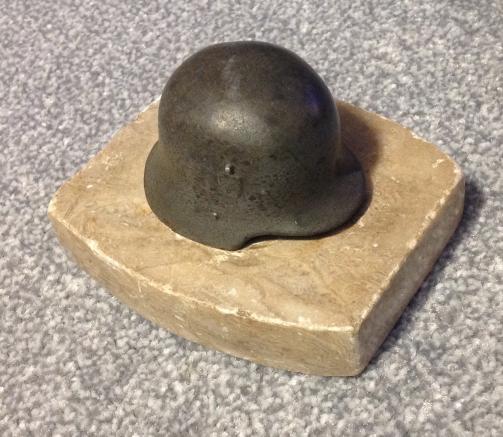 Miniature German WW2 Helmet Presentation.