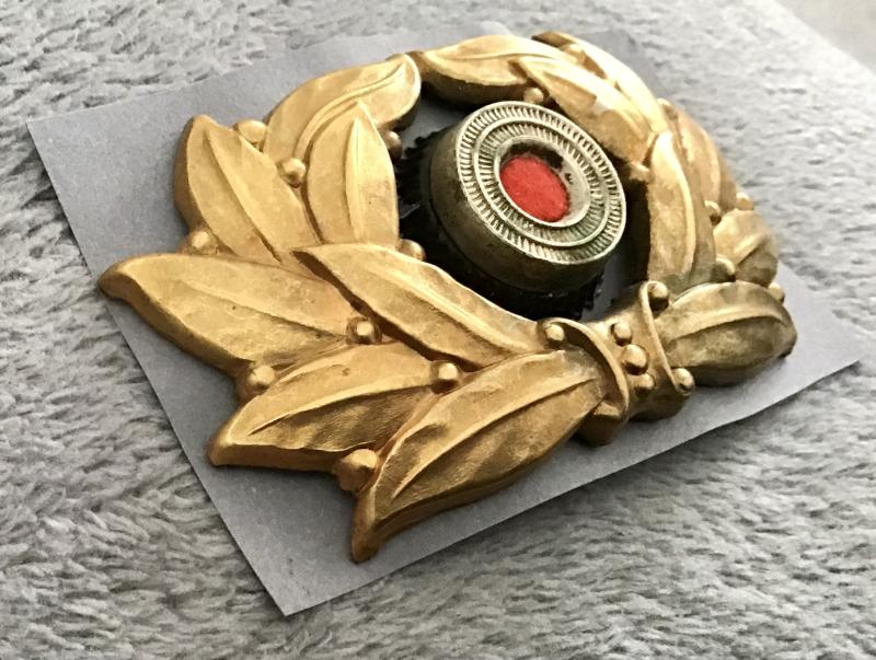 Third Reich TENO High Leader Metal Laurel Wreath And Cockade Insignia.