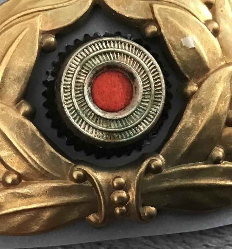 Third Reich TENO High Leader Metal Laurel Wreath And Cockade Insignia.