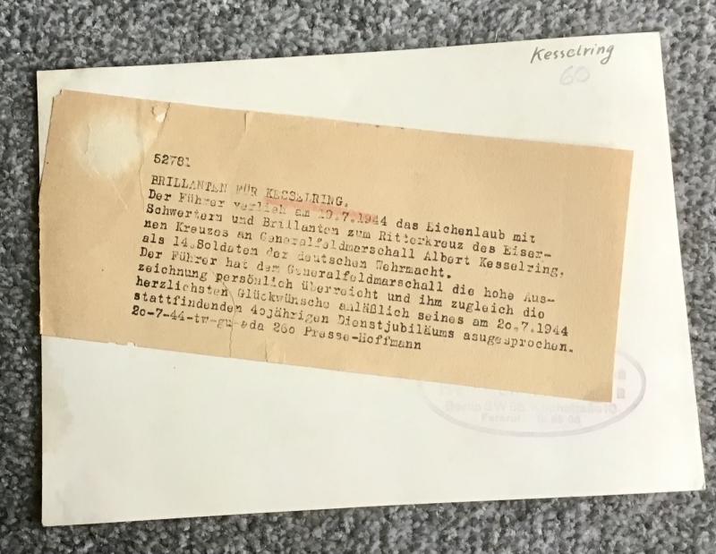 Third Reich Press Photo-Kesselring