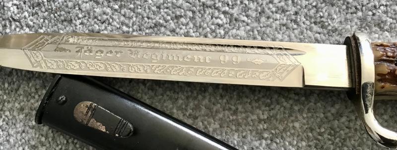 Third Reich Stag Gripped Double Etched Dress Bayonet