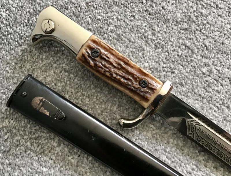 Third Reich Stag Gripped Double Etched Dress Bayonet